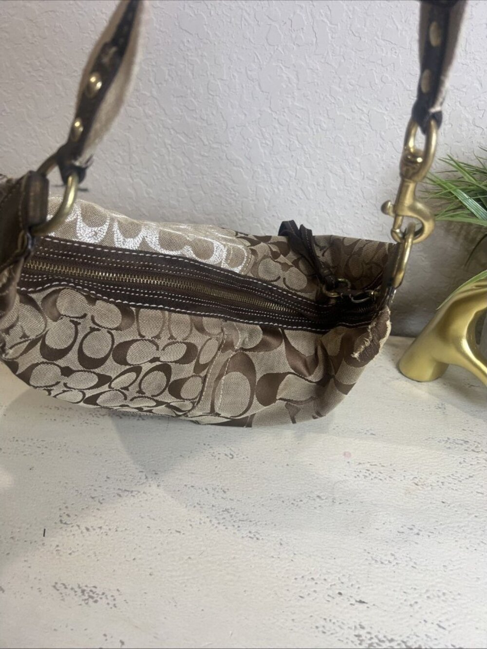 Vintage Coach (2006) Brown Patchwork Signature Hobo Shoulder Bag Y2K Retro Boho - Picture 7 of 16